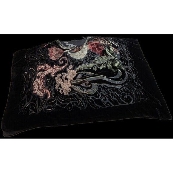 John Mark Women's Tunic Top Blouse Boxy Size Large - XL Boho Floral Black (18) - Picture 6 of 13